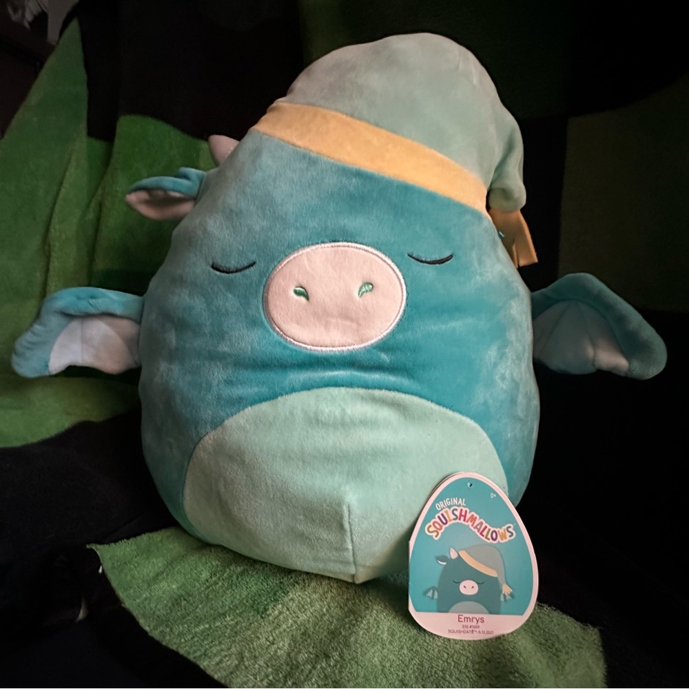 Squishmallow 15” Emrys Dragon Sleeping Hat Slumber Party WITH TAG